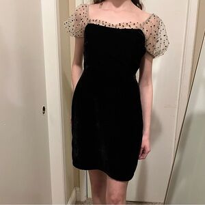 Camila Coelho Elegant LBD with Sheer Polka Dot Sleeves